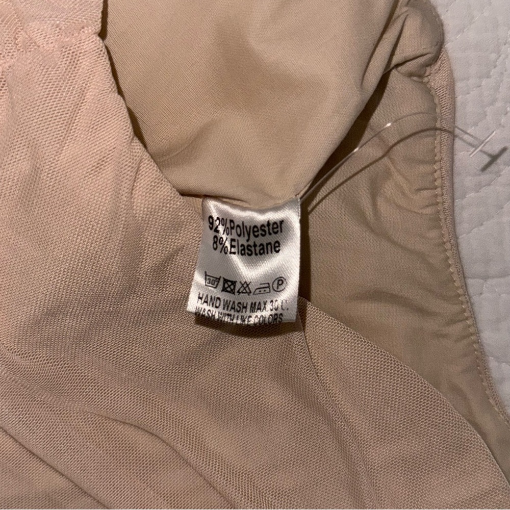 Beige Ruched Structured Tube Top - Picture 6 of 6
